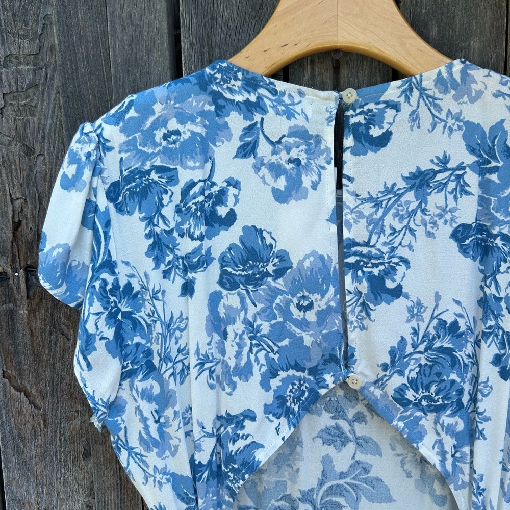 Reformation Gavin Midi Dress Olympia Floral Blue White 12 - Picture 12 of 16